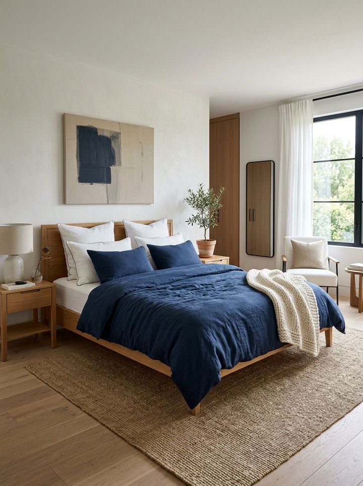 Navy Linen Bedding Bedroom - 30 navy bedroom design ideas