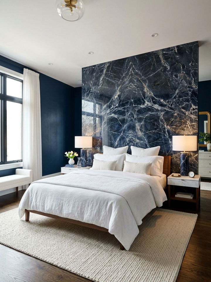 Navy Marble Bedroom - 30 minimalist navy bedroom ideas