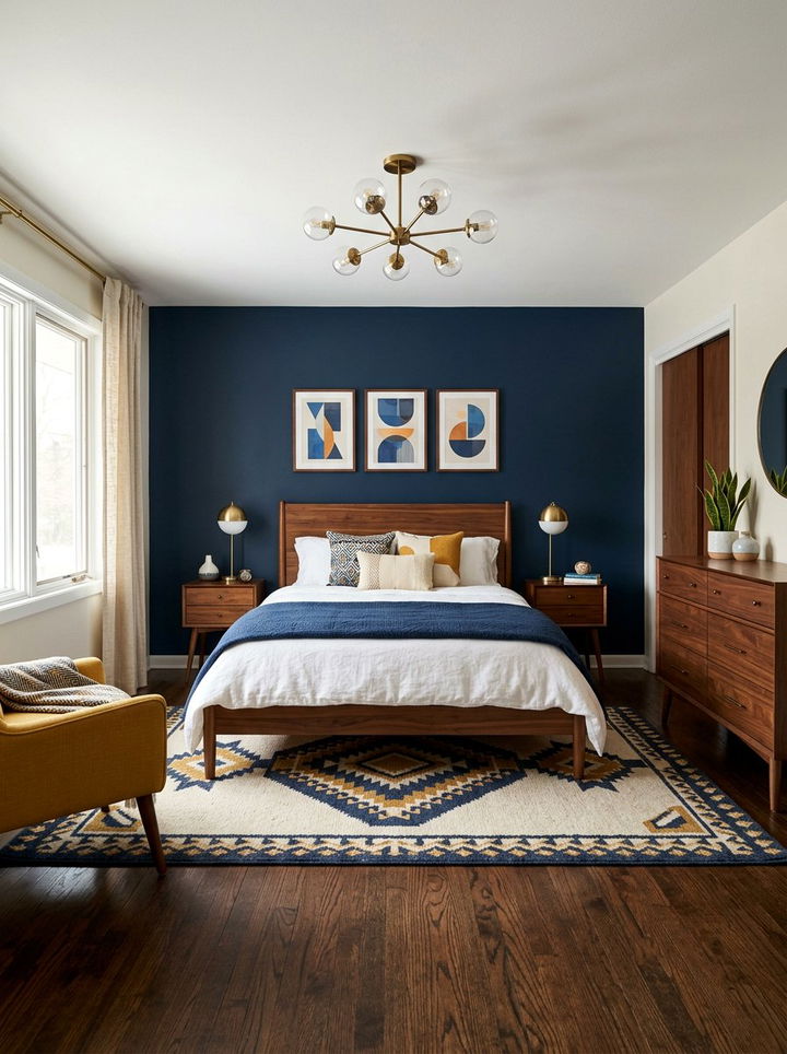 Navy Mid Century Modern Bedroom - 30 navy bedroom design ideas