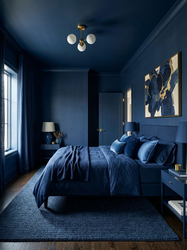 Navy Monochromatic Bedroom - 30 contemporary navy bedroom ideas