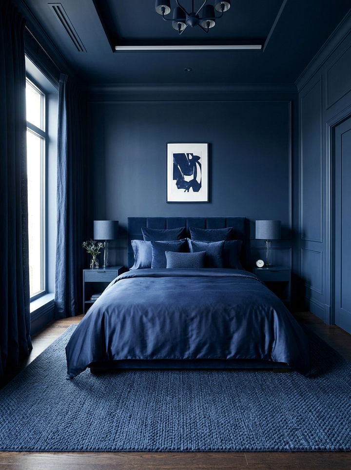 Navy Monochrome Bedroom - 30 minimalist navy bedroom ideas