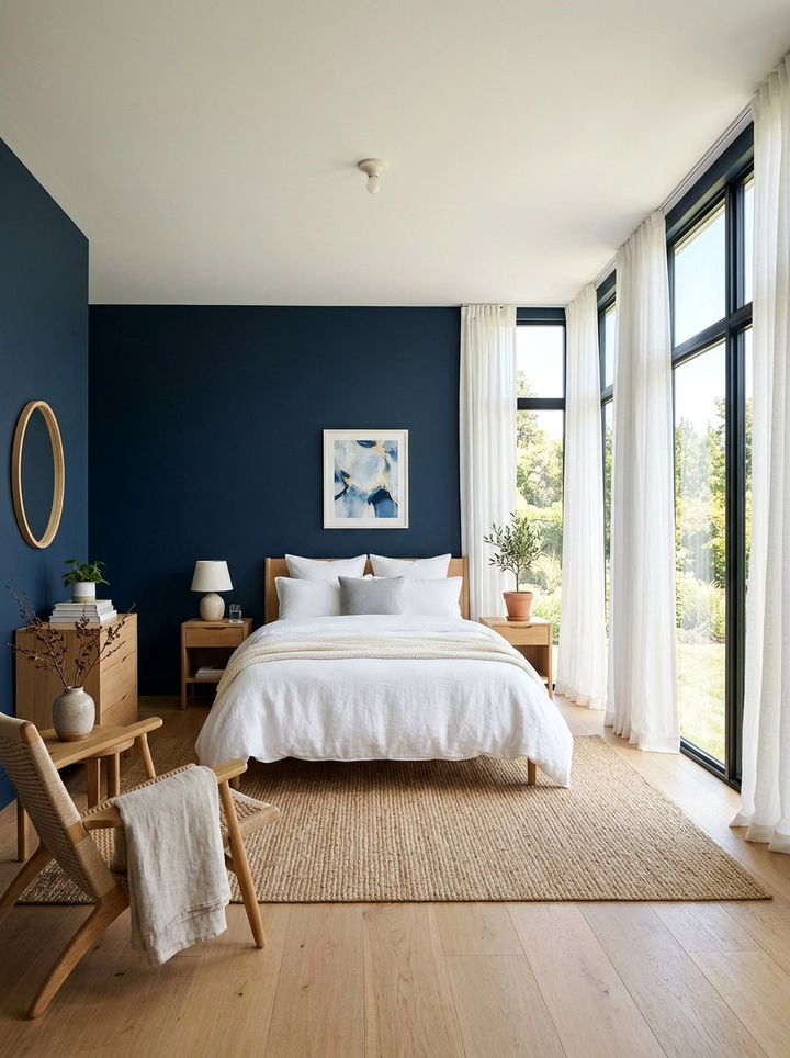 Navy Natural Light Bedroom - 30 minimalist navy bedroom ideas