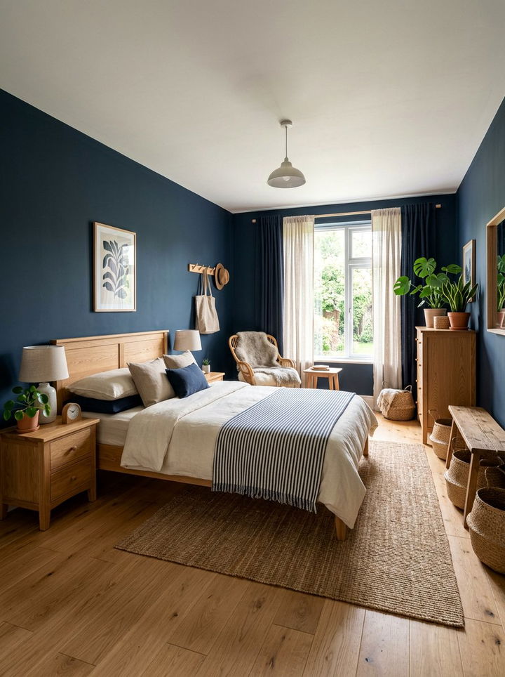 Navy Natural Wood Bedroom - 30 navy bedroom design ideas