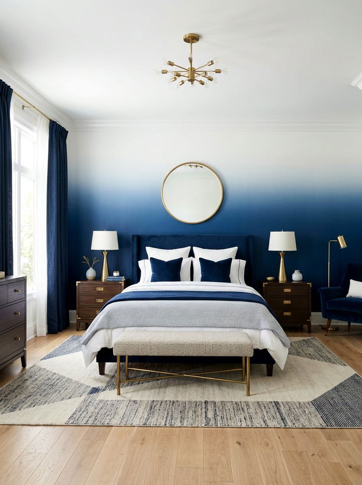 Navy Ombre Bedroom - 30 ombre bedroom ideas