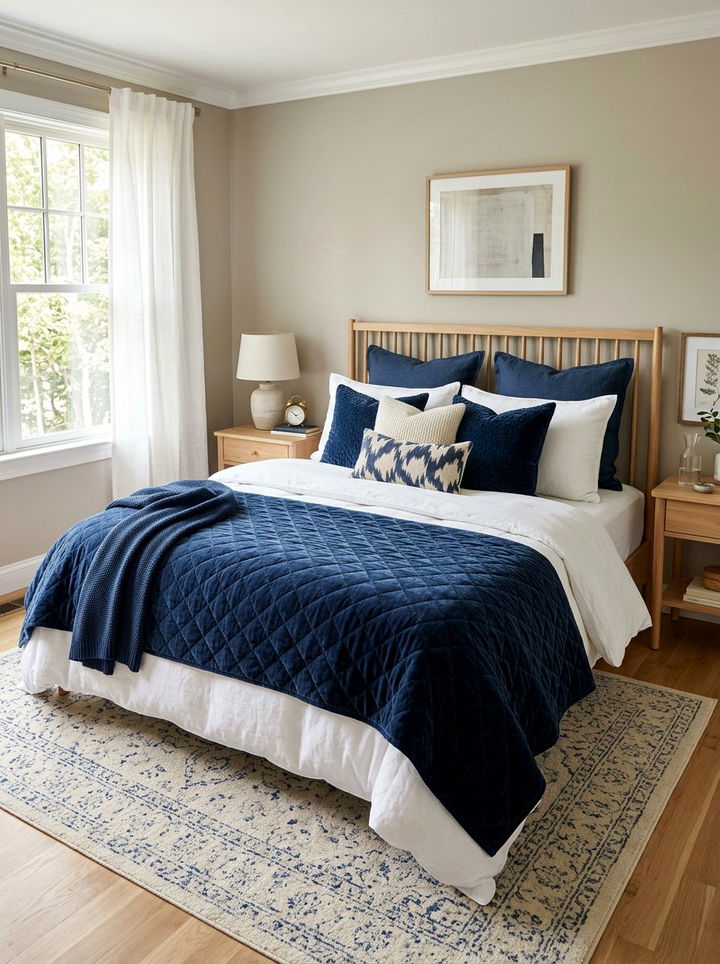 Navy Quilt Layered Bedding