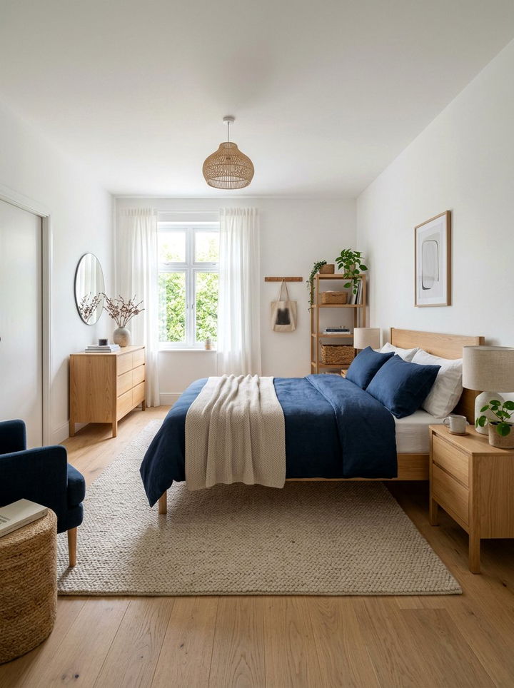 Navy Scandi Style Bedroom - 30 navy bedroom design ideas