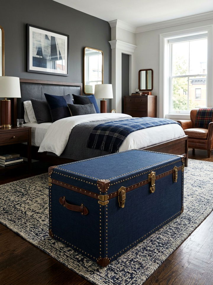 Navy Storage Trunk - 30 bedroom storage trunks
