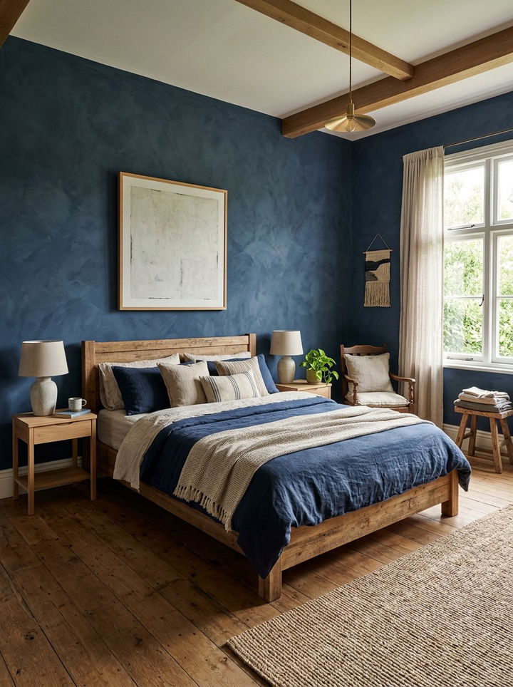 Navy Textured Paint Bedroom - 30 navy bedroom design ideas