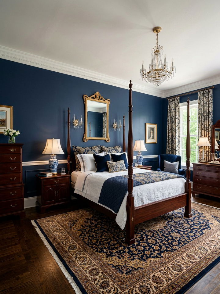 Navy Traditional Classic Bedroom - 30 navy bedroom design ideas