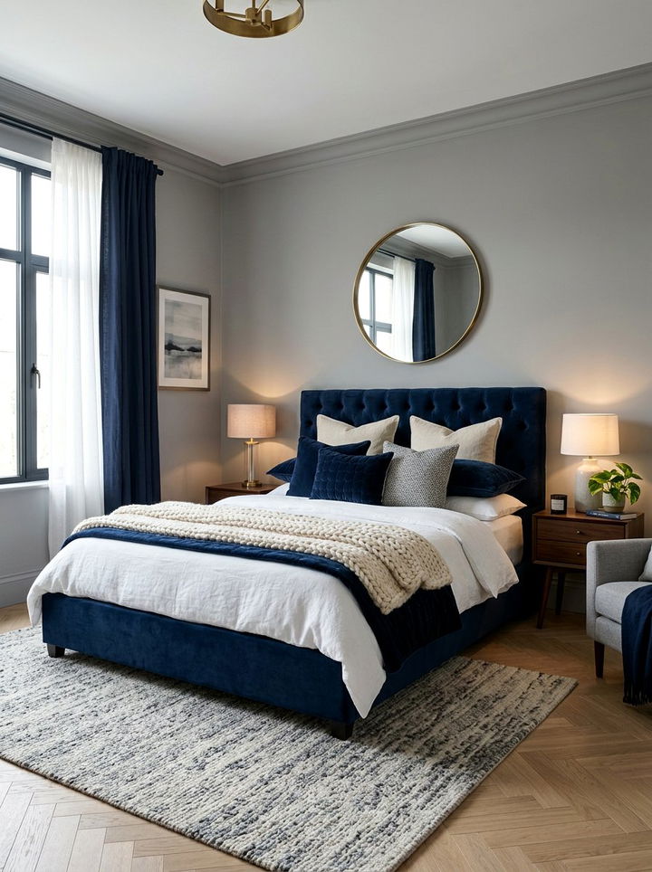 Navy Velvet Bed Frame Bedroom - 30 navy bedroom design ideas