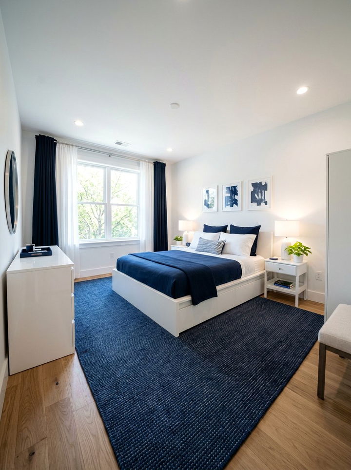 Navy White Bedroom - 30 minimalist navy bedroom ideas