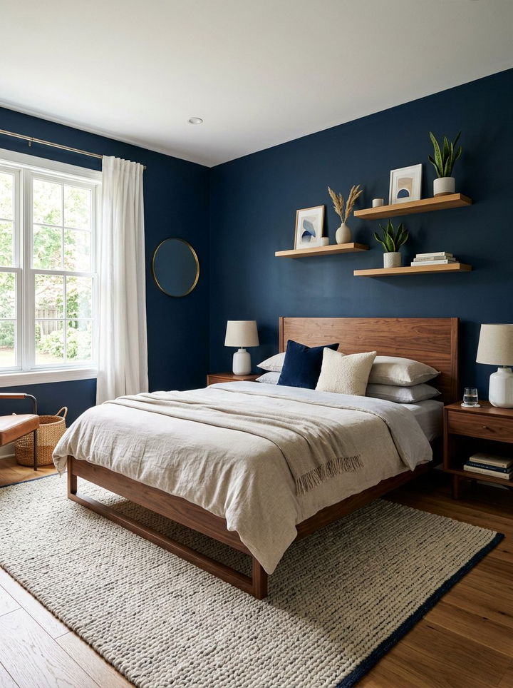 Navy Wood Bedroom - 30 minimalist navy bedroom ideas