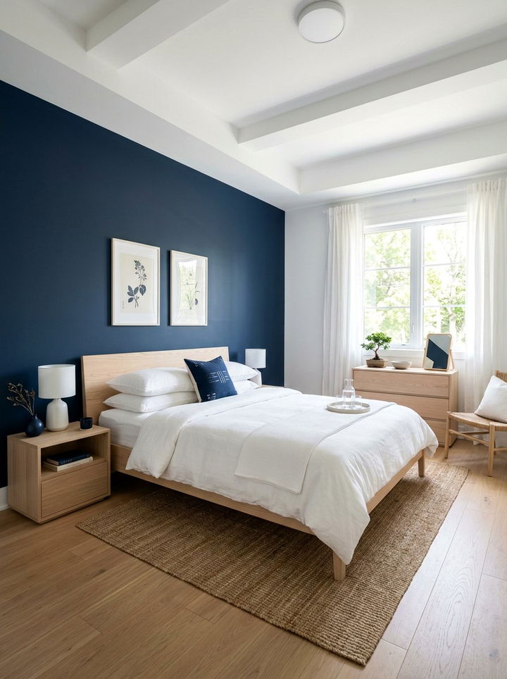 Navy and White Zen Bedroom - 30 Zen bedroom color ideas