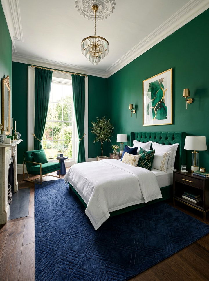 Navy and emerald bedroom - 30 emerald green bedroom ideas