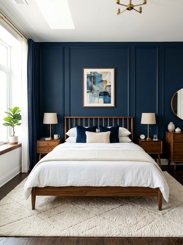 30 Chic Navy Blue Accent Wall Bedroom Designs for Depth