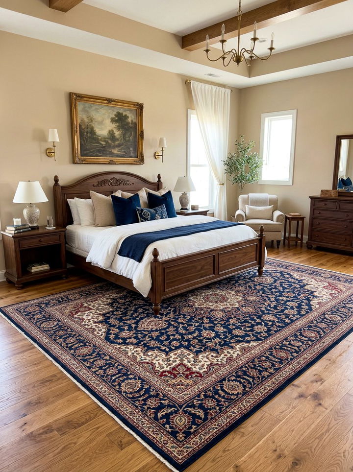 Navy blue area rug bedroom - 30 traditional navy bedroom ideas