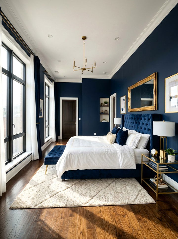 Navy blue bedroom - 30 luxurious bedroom color ideas