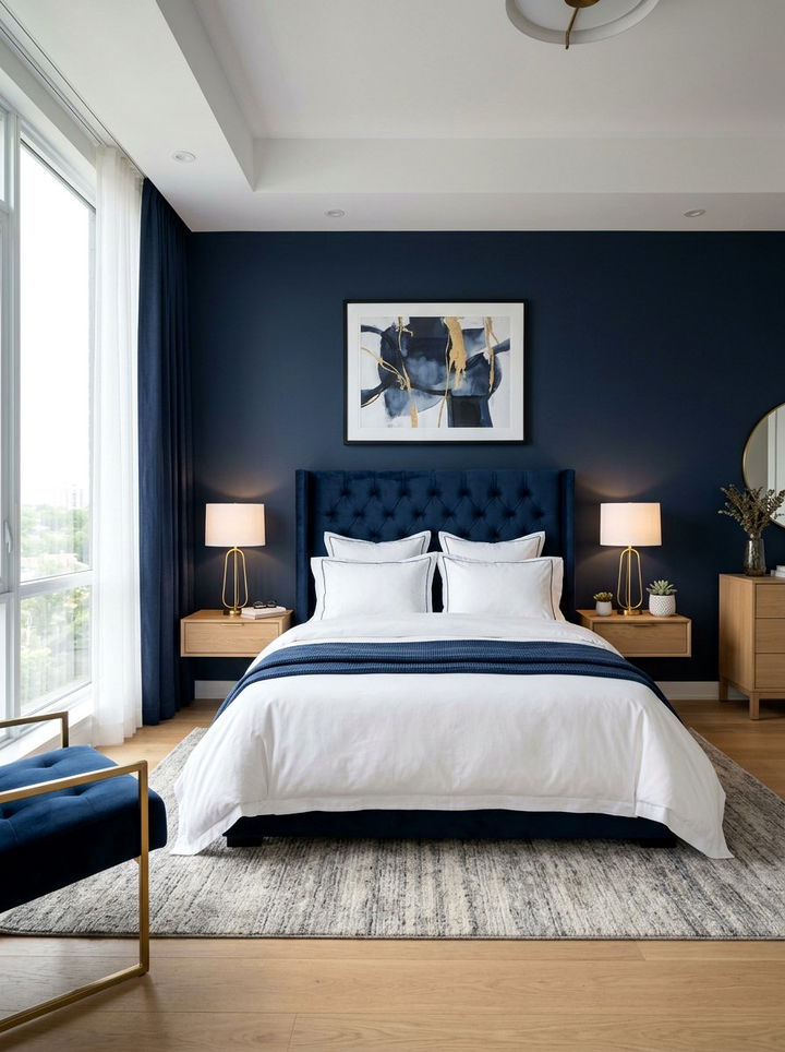 Navy blue bedroom - 30 modern bedroom color ideas