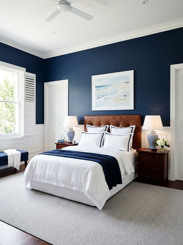 Navy blue bedroom - 30 sky inspired bedroom color ideas