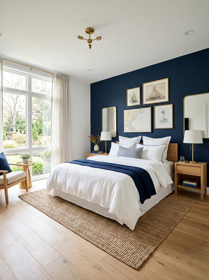 Navy blue bedroom - 30 summer inspired bedroom color ideas