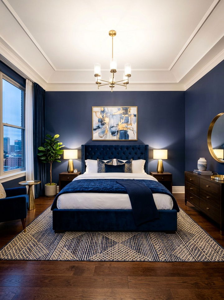 Navy blue bedroom - 30 cool tone bedroom ideas