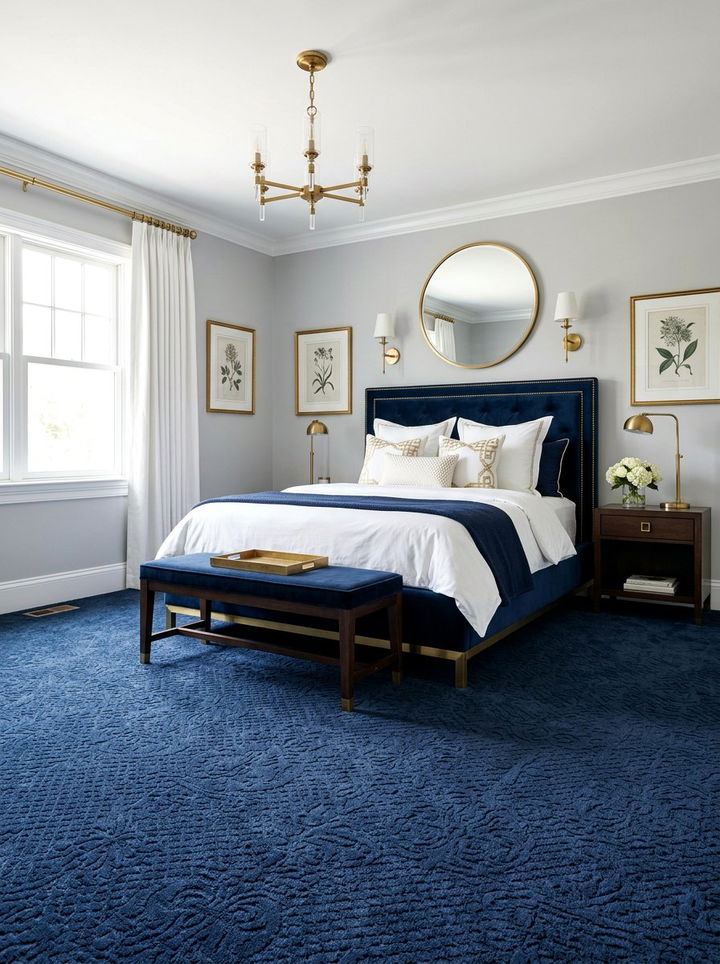 Navy blue bedroom carpet - 30 bedroom carpet ideas