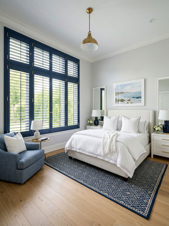 Navy blue bedroom shutters - 30 bedroom plantation shutters