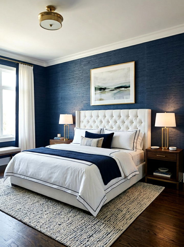 Navy blue grasscloth wallpaper - 30 bedroom grasscloth wallpapers