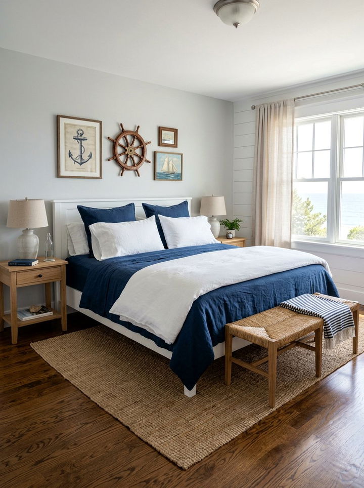 Navy blue linen sheets - 30 bedroom linen bedding ideas