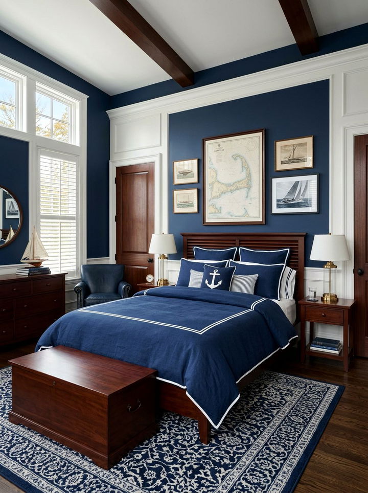 Navy blue linen - 30 linen bedroom ideas