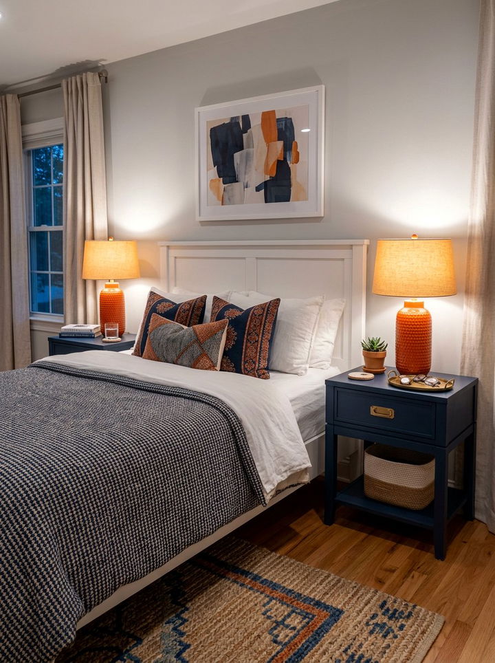 30 Burnt Orange and Navy Bedroom Ideas for Bold Style