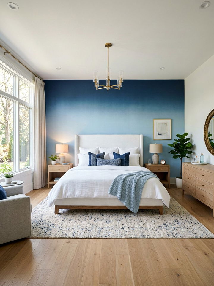 Navy blue ombre wall bedroom - 30 bedroom ombre wall ideas