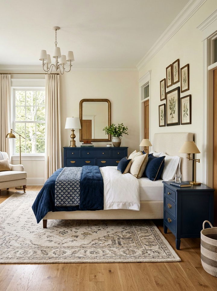 Navy blue painted furniture bedroom - 30 traditional navy bedroom ideas
