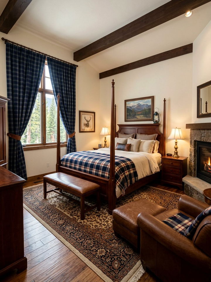 Navy blue plaid bedroom decor - 30 traditional navy bedroom ideas