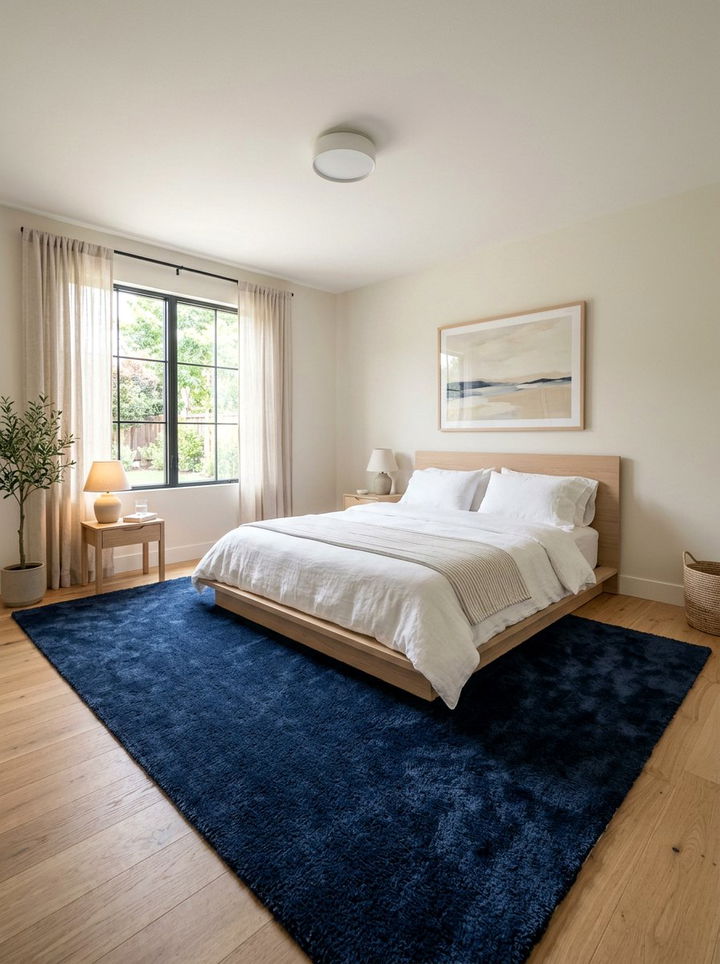 Navy blue rugs for bedroom - 30 navy bedroom decor ideas
