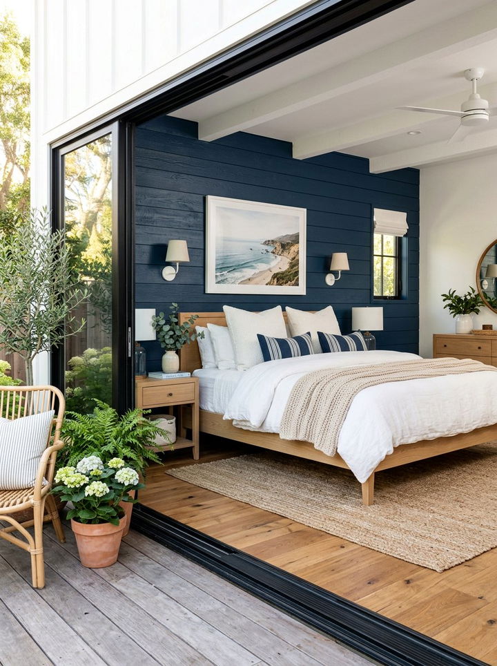 Navy blue shiplap accent wall - 30 navy blue accent wall bedroom
