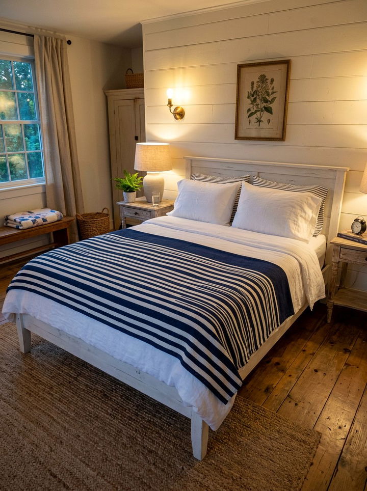 Navy blue striped cotton blanket - 30 bedroom cotton blankets