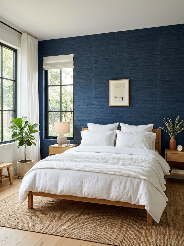 Navy blue textured wall bedroom - 30 navy blue accent wall bedroom