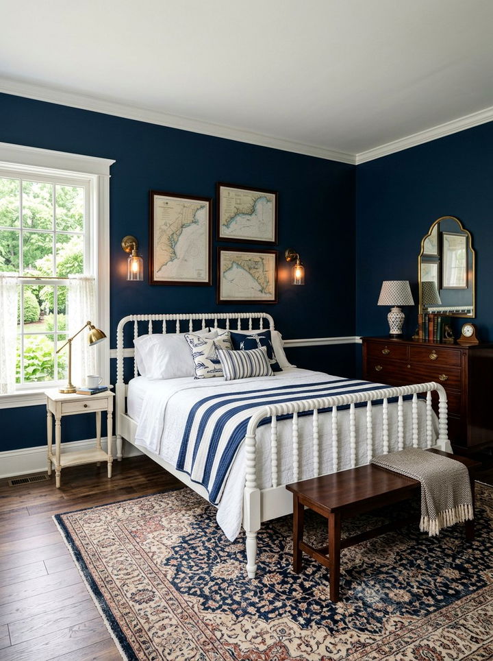 Navy blue vintage bedroom - 30 vintage bedroom color ideas