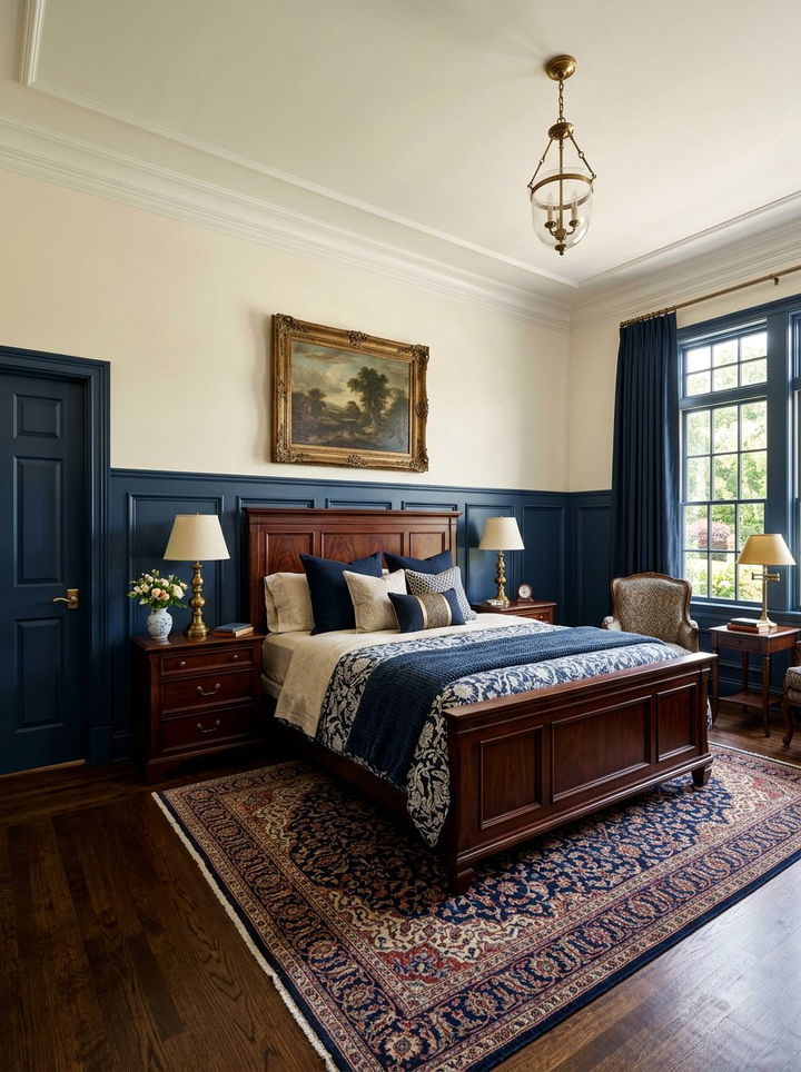 Navy blue wainscoting bedroom - 30 traditional navy bedroom ideas
