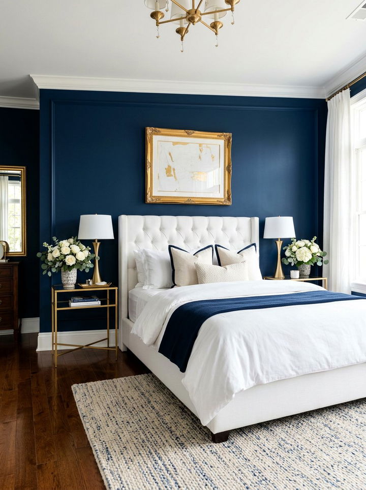 Navy blue wall - 30 bedroom feature wall ideas