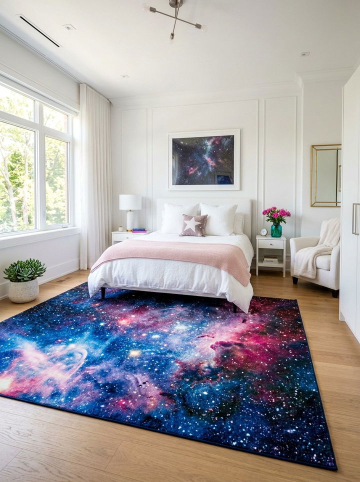 Nebula Print Rug - 30 space themed bedroom ideas