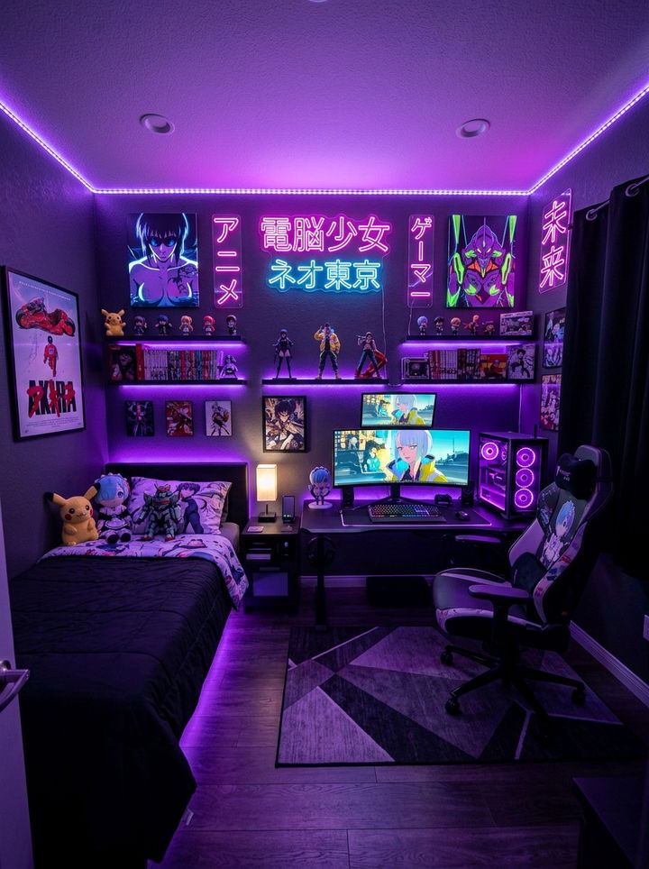 Neon Anime Aesthetic - 30 manga bedroom ideas