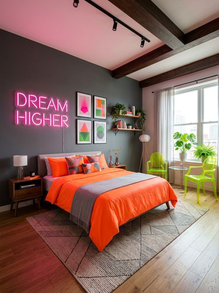 Neon Bedroom - 30 maximalist bedroom color ideas