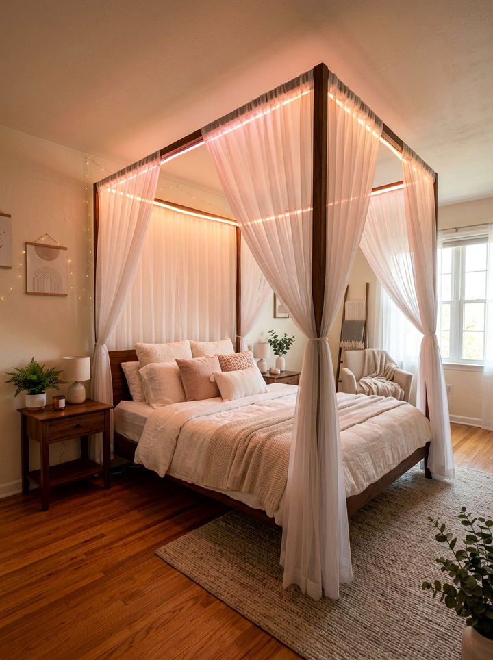 Neon Canopy Bed Lighting - 30 neon color bedroom ideas