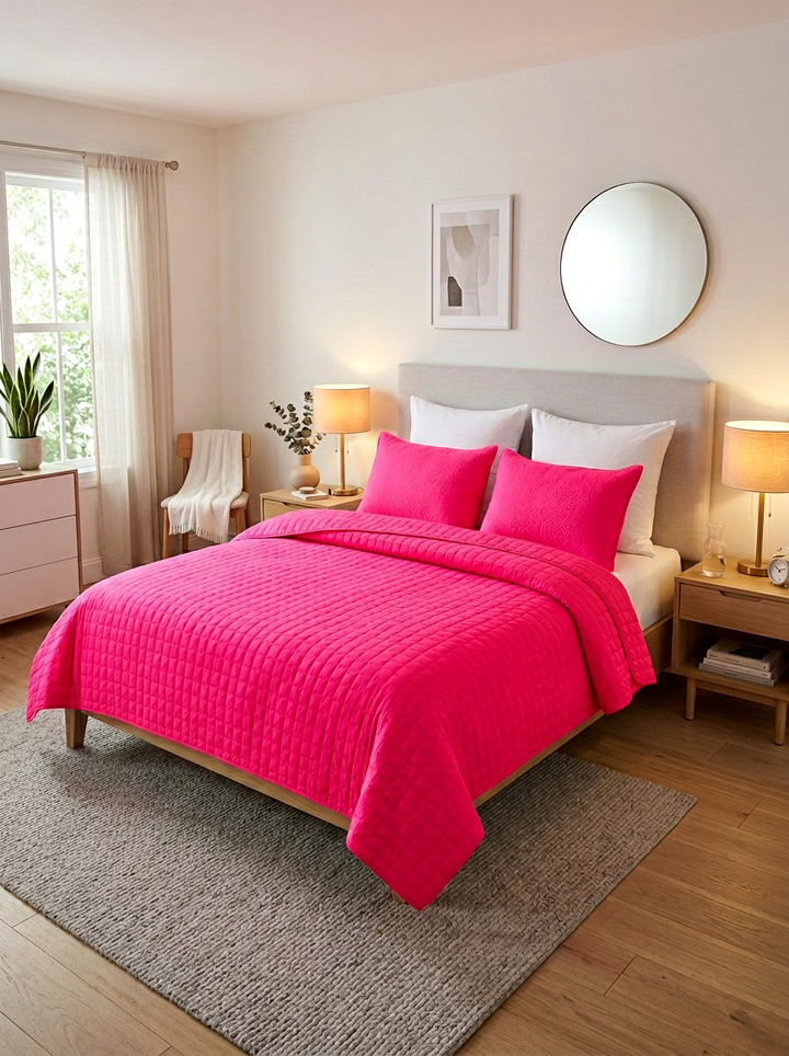 Neon Pink Bedding Set - 30 neon pink bedroom ideas