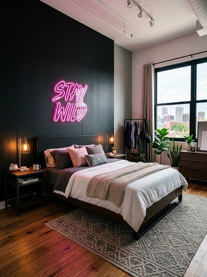 Neon Pink Sign Bedroom - 30 hot pink bedroom ideas