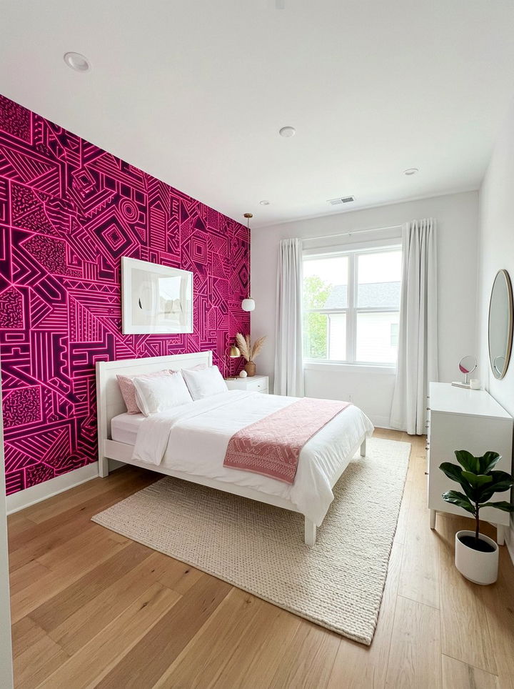 Neon Pink Wallpaper Pattern - 30 neon pink bedroom ideas