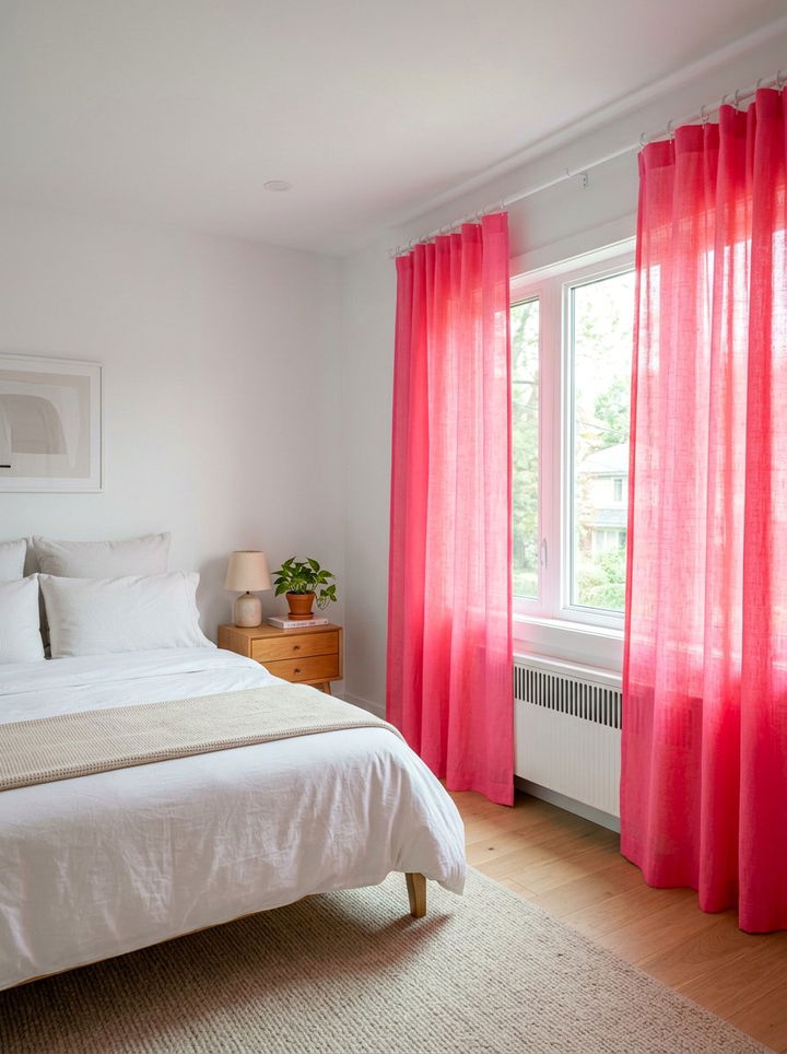 Neon Pink Window Curtains - 30 neon pink bedroom ideas