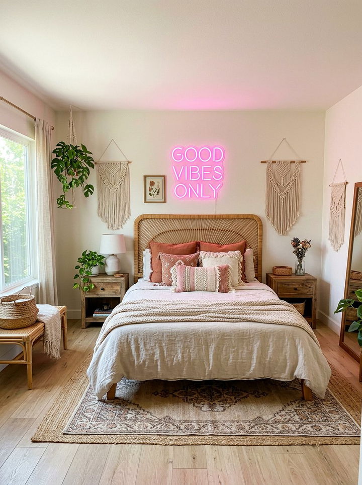 Neon Wall Sign - 30 bedroom accent lighting ideas